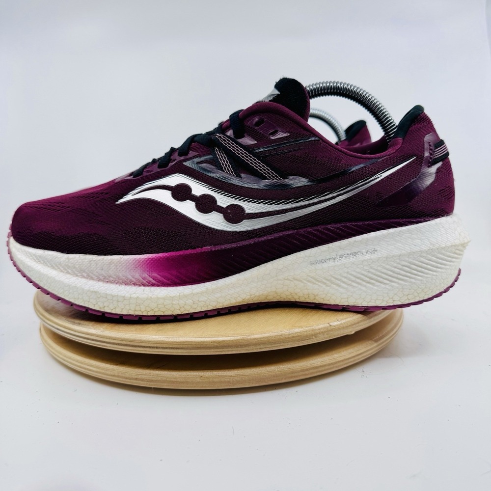 Saucony Triumph 20 Running Shoes Womens 11 W Wide Burgundy PWRRUN+ S10760-21 - Picture 2 of 9